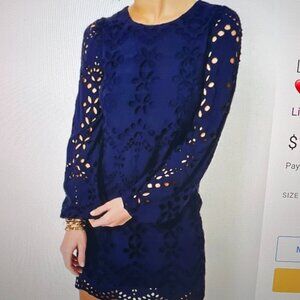 NWT Lilly Pulitzer Alyna Eyelet Dress True Blue Navy Soiree Eyelet 2